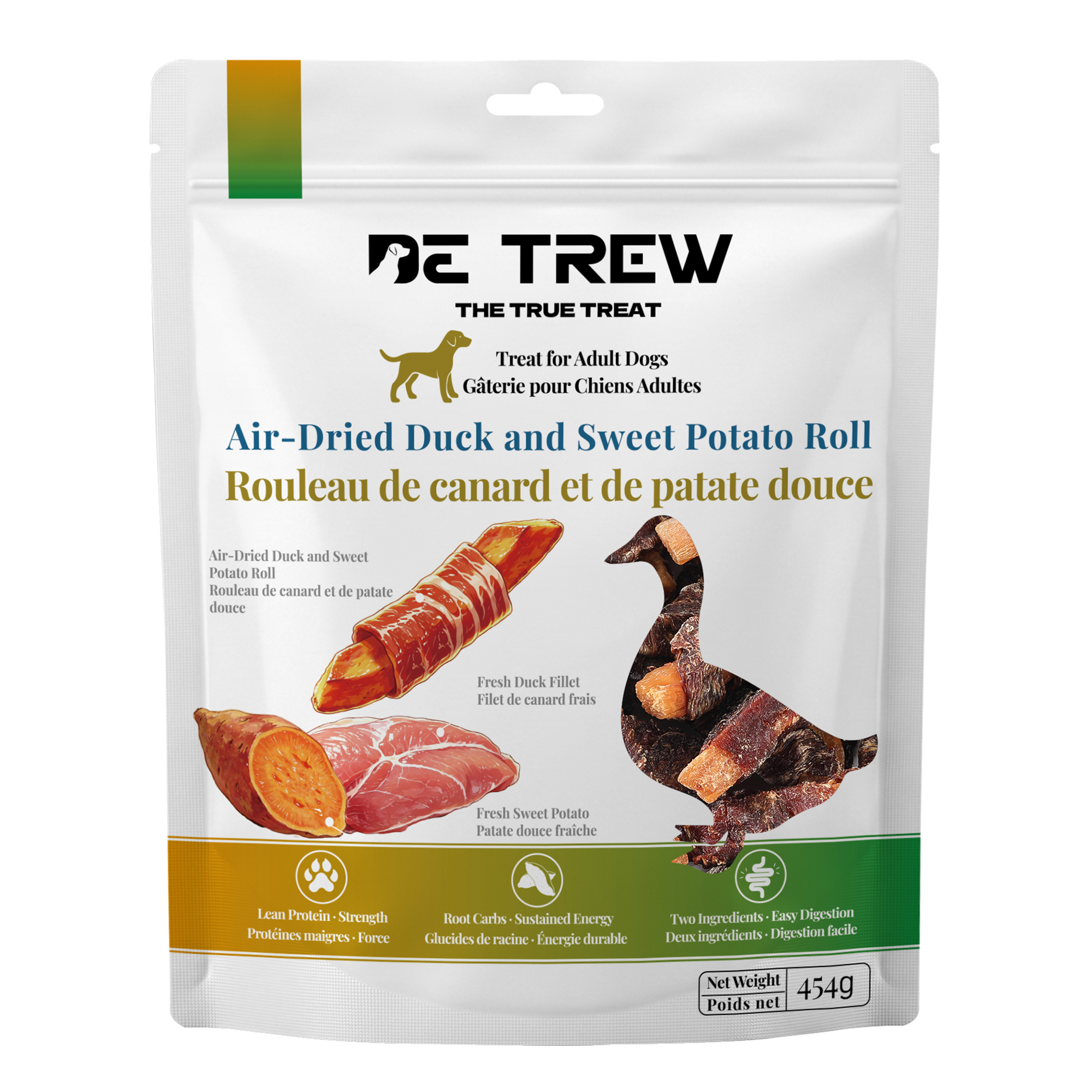 De Trew air-dried duck and sweet potato roll dog treats